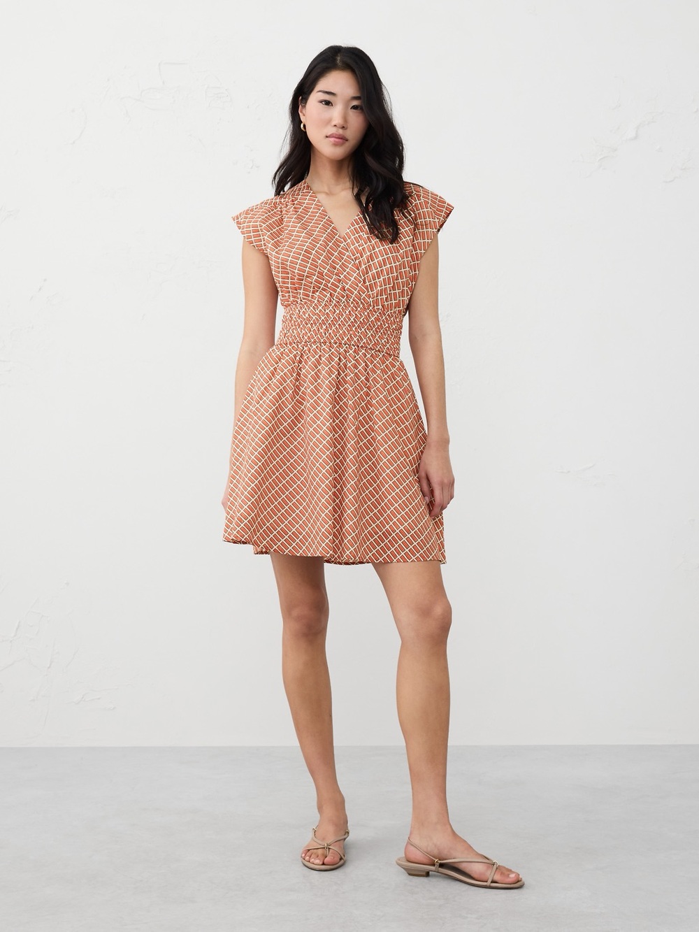 Banana Republic NWT size Large VOILE SHIRRED-WAIST MINI DRESS